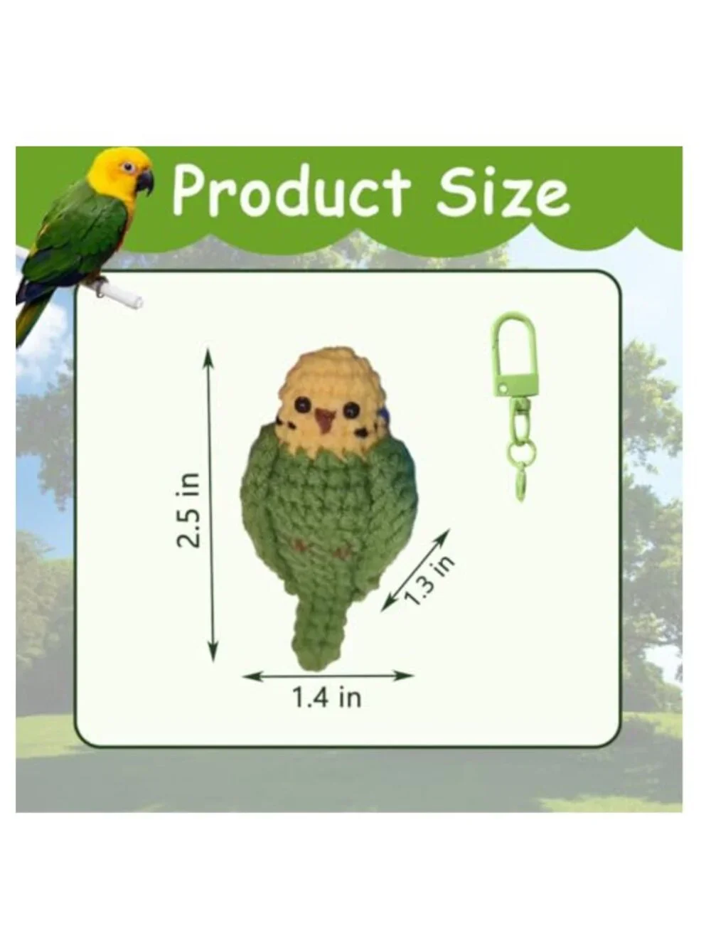 Handmade Crochet Bird Keychain Parrot Bag Pendant Car Accessory Gift